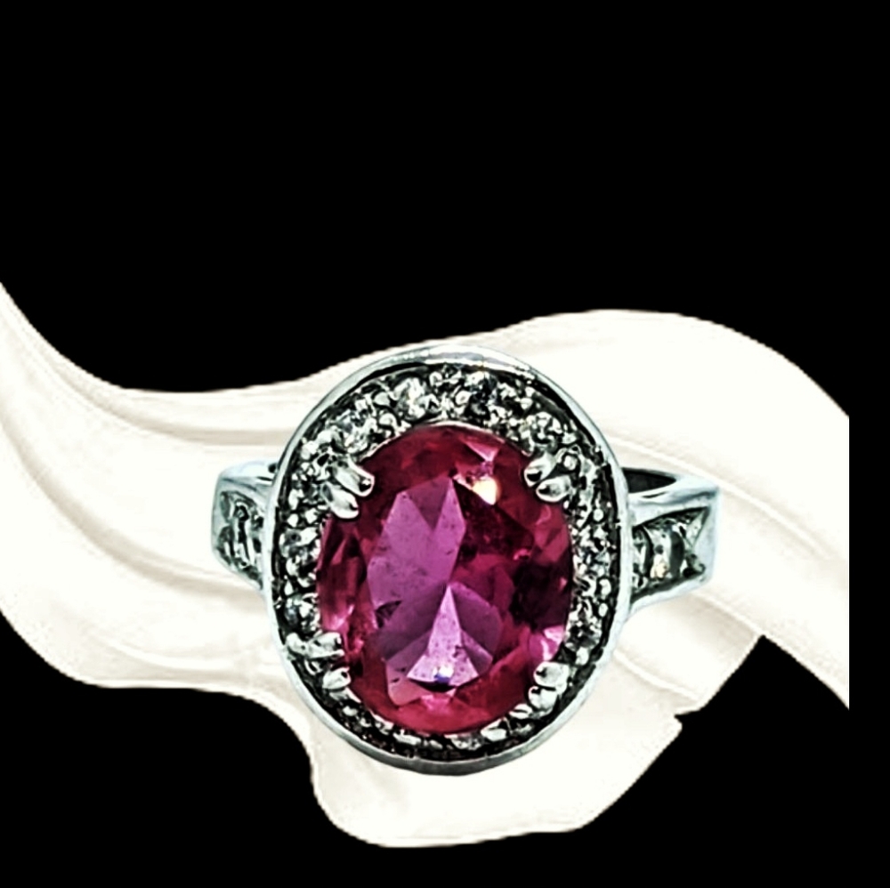 Intensely Red CZ Stone Silver Ring
